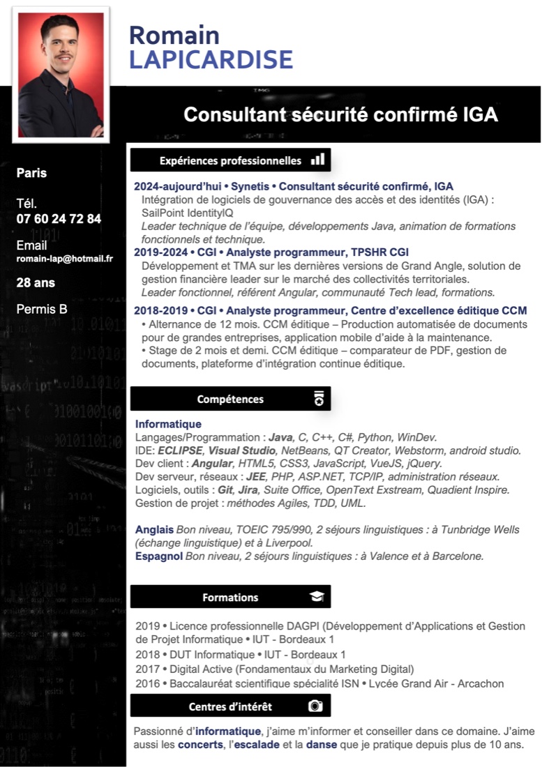 CV de Romain Lapicardise